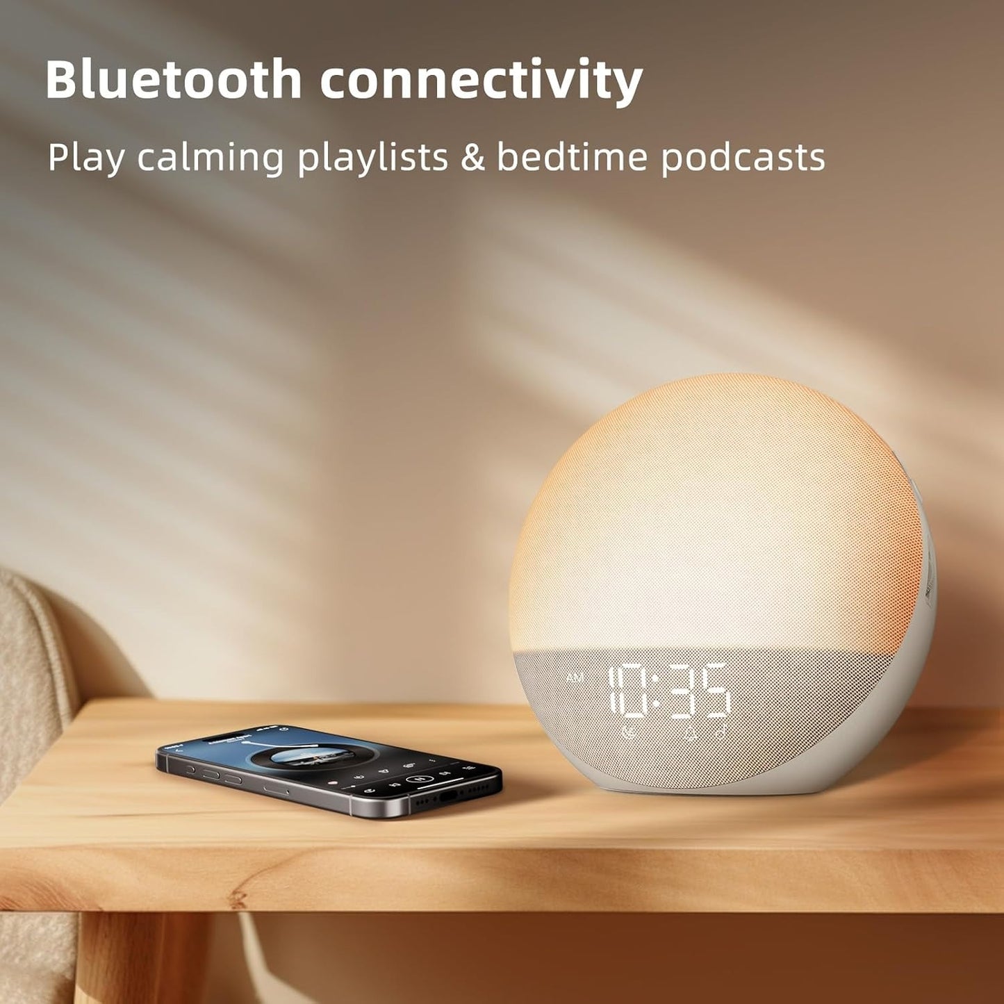 Sunrise Alarm Clock with Wake Light Bluetooth Speaker and Sounds