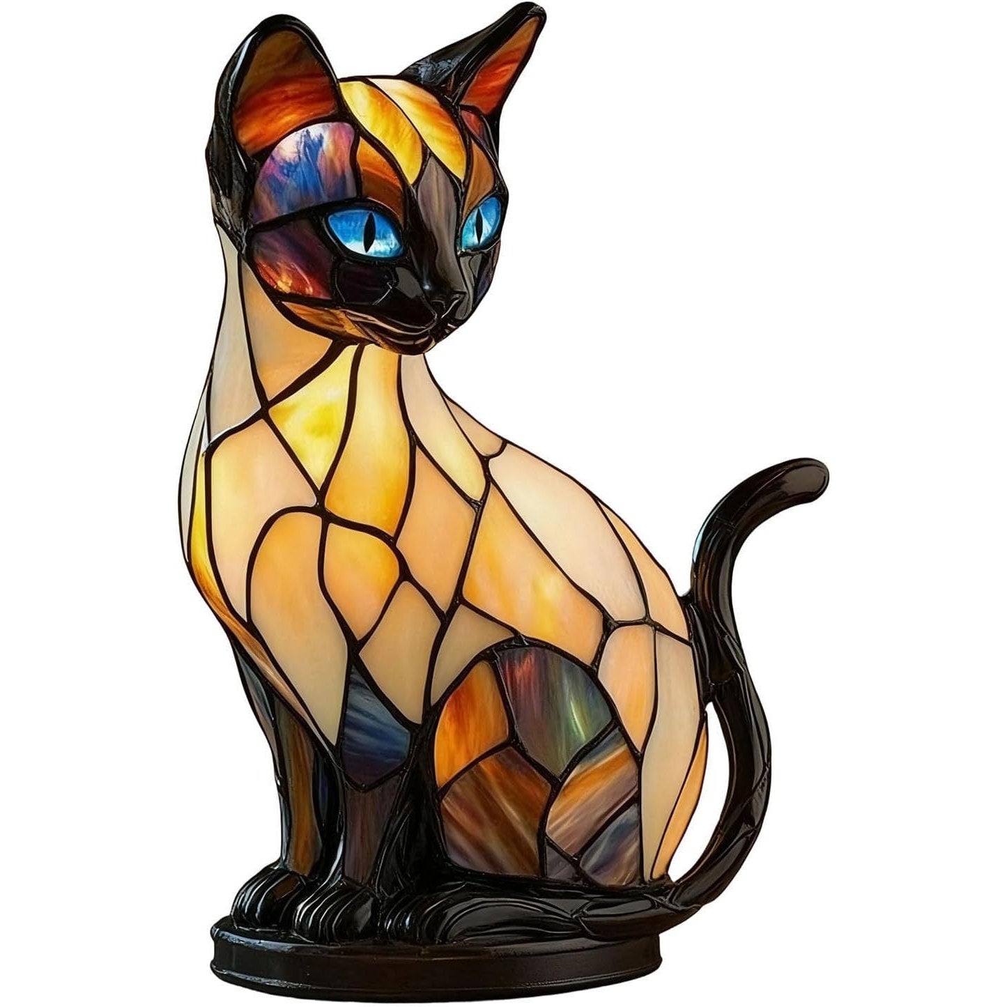 Vintage Geometric Stained Glass Table Lamp
