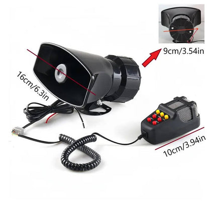 12V 80W Car Warning Horn PA Speaker System with 7 Tone Control Unit