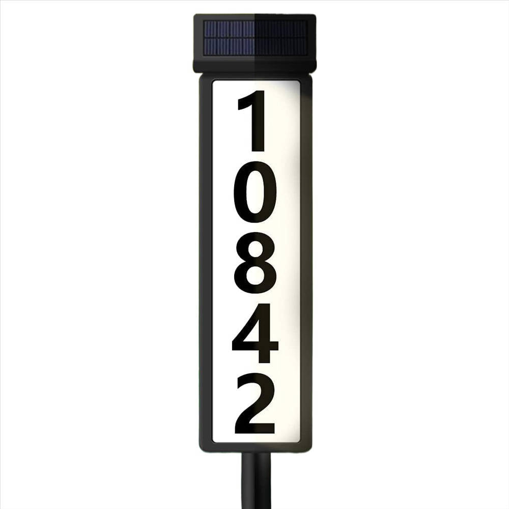 Solar Powered Address Stake LED, Wireless Lighted House Number Sign Customizable Outdoor