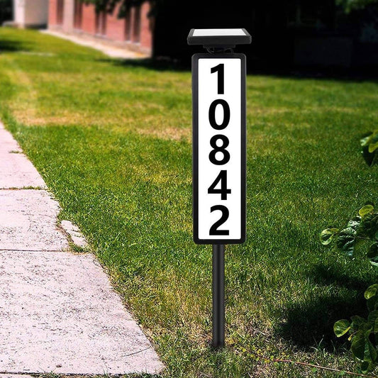 Solar Powered Address Stake LED, Wireless Lighted House Number Sign Customizable Outdoor