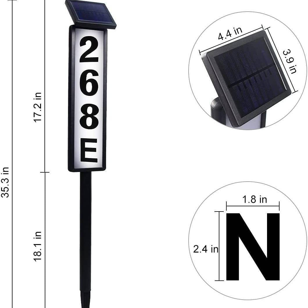 Solar Powered Address Stake LED, Wireless Lighted House Number Sign Customizable Outdoor