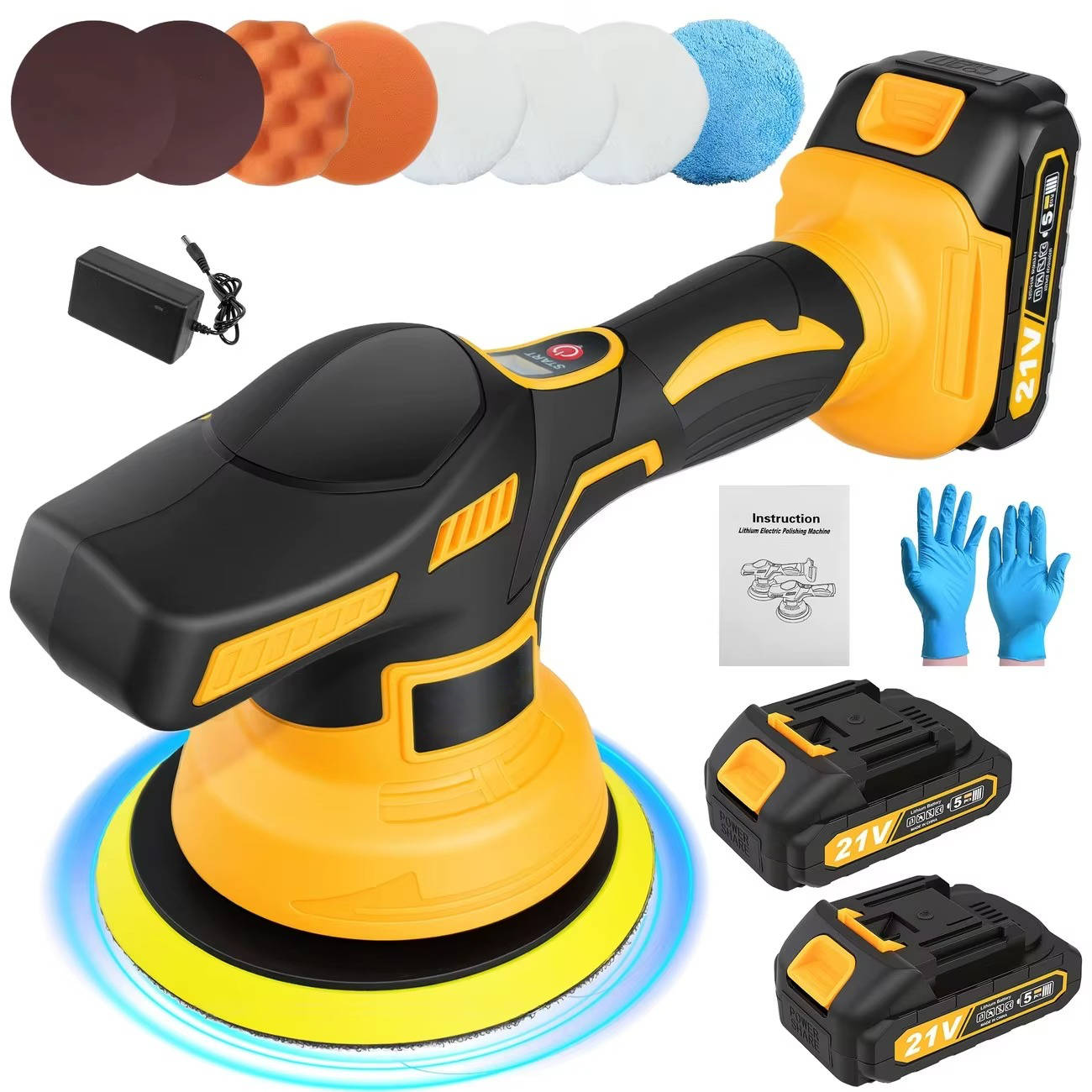 Cordless Car Buffer Polisher Kit, 6 Speed Orbital Polisher for Waxing and Detailing