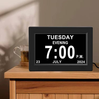 8 Inch Digital Clock for Seniors with Date Day Alarms and Reminders