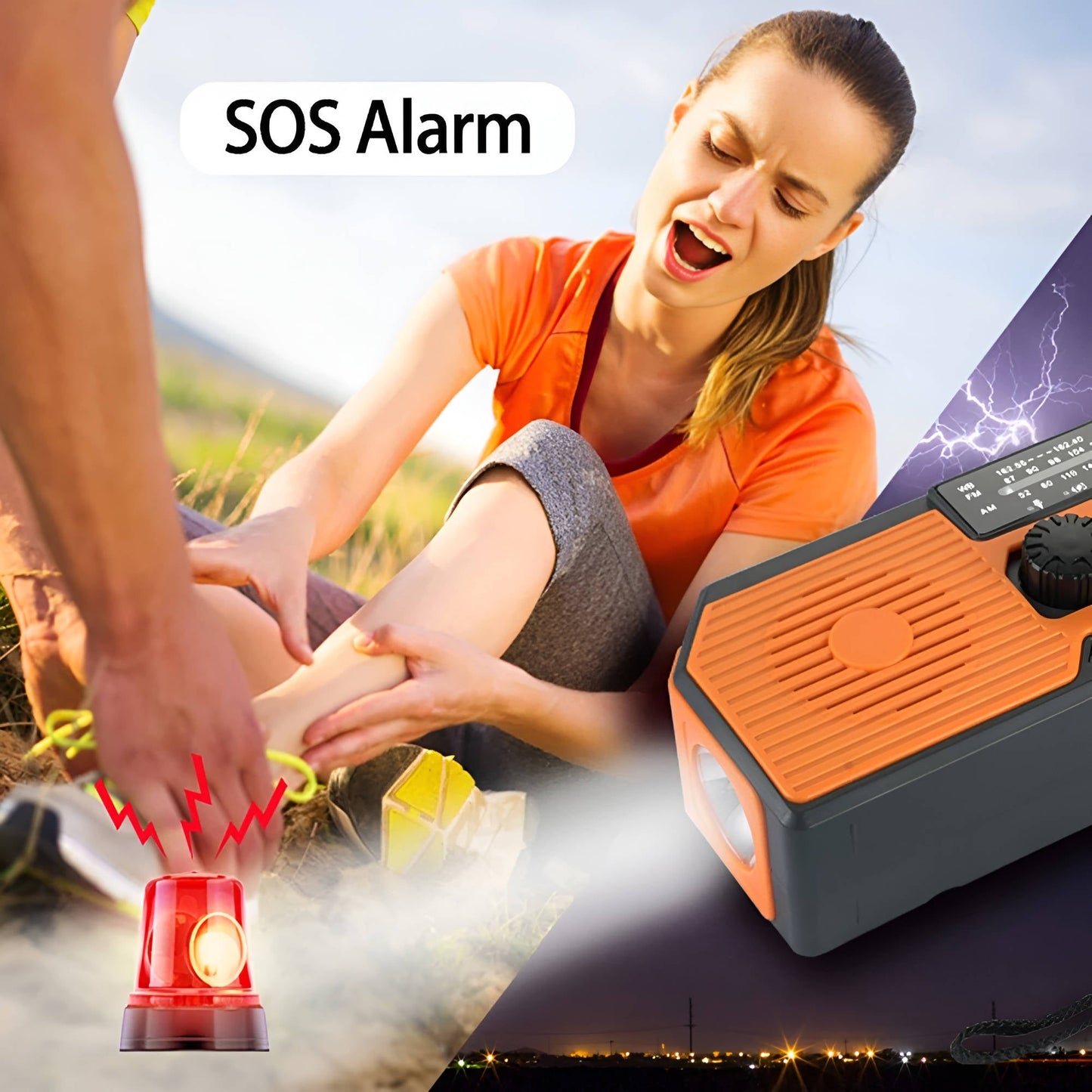 Emergency Radio with Solar Panel and Hand Crank, 5000mAh Power Bank