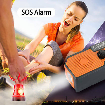 Emergency Radio with Solar Panel and Hand Crank, 5000mAh Power Bank