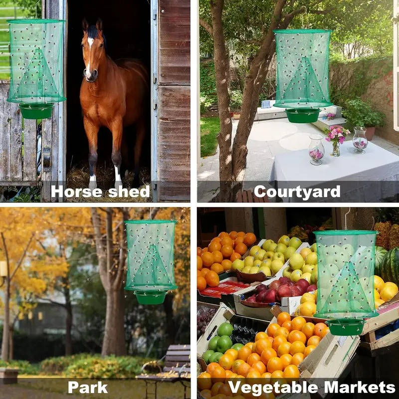 Reusable Fly Trap Cage Outdoor Indoor, Hanging Fly Catcher for Farms Restaurants Gardens