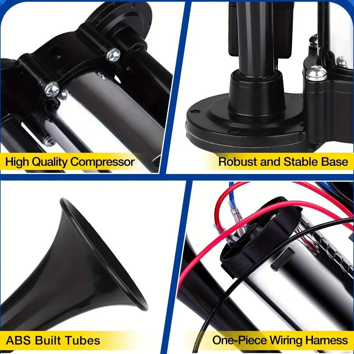 12V Dual Air Horn Kit 600DB, Loud Compressor Horn for Trucks Boats