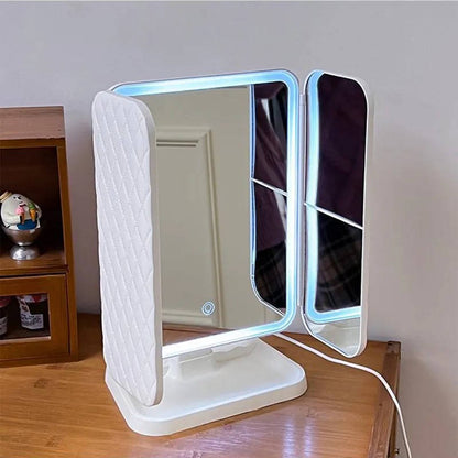 LED Makeup Mirror with Triple Lighting Modes, Dimmable Touch Screen Vanity Mirror, Portable High Definition Tabletop Cosmetic Mirror for Travel & Dressing Room