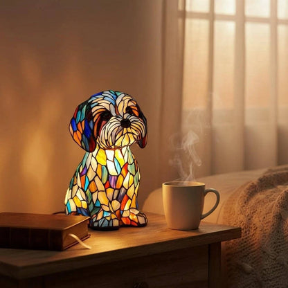 Vintage Geometric Stained Glass Table Lamp