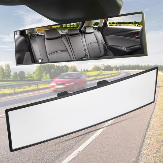 11.8 Inch Wide Angle Car Rear View Mirror, Universal Clip On Panoramic Interior Mirror, Blind Spot Reduction Convex Mirror for Cars, SUVs and Trucks