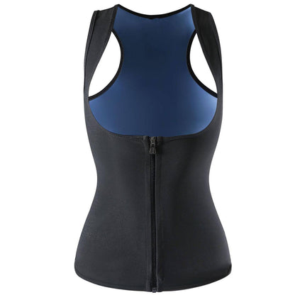 Womens Zip Front Sauna Top, Compression Fitness Workout Running Gym Shirt
