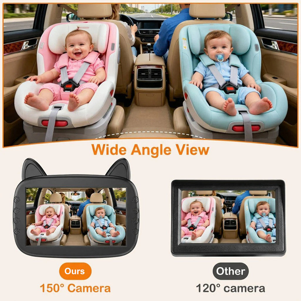 Rear Seat Baby Car Camera with 1080P Video and Wide Angle View