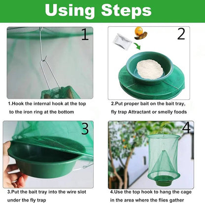 Reusable Fly Trap Cage Outdoor Indoor, Hanging Fly Catcher for Farms Restaurants Gardens