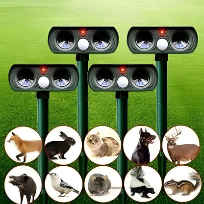 Solar Ultrasonic Animal Deterrent with Motion Sensor, IPX4 Weather-Resistant Outdoor Device