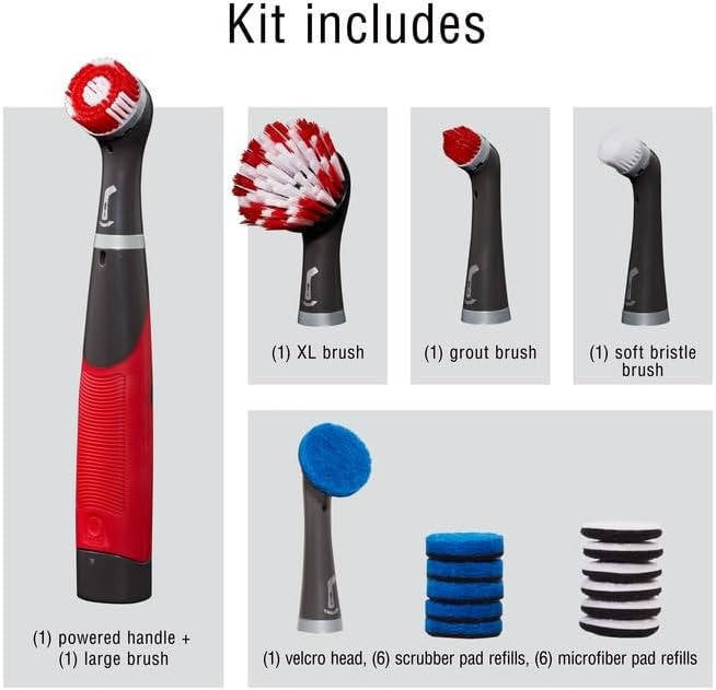 Cordless Oscillating Scrubber Brush with 8 Interchangeable Heads and 18-Piece Kit