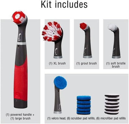 Cordless Oscillating Scrubber Brush with 8 Interchangeable Heads and 18-Piece Kit
