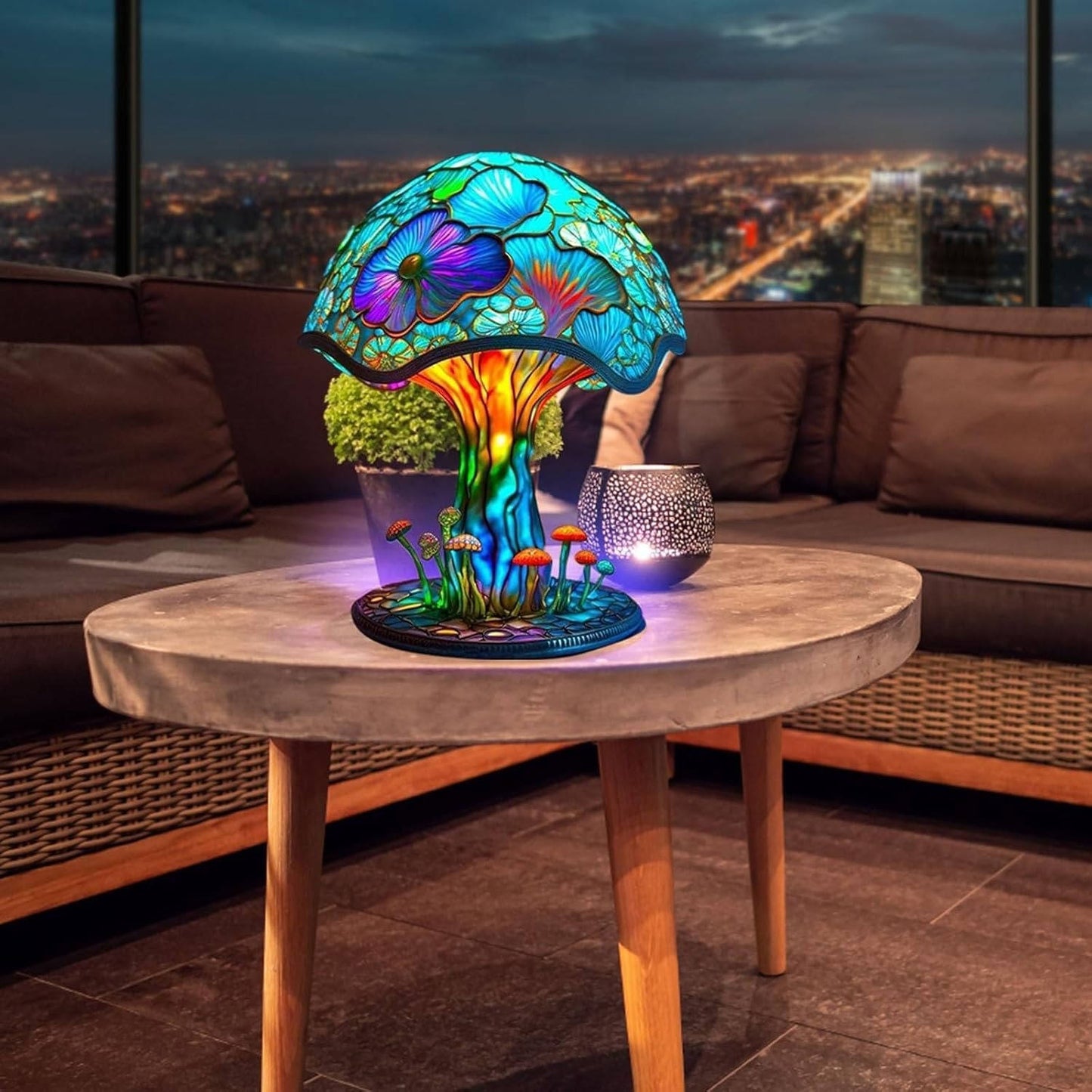 Enchanting Stained Glass Table Lamp, Elegant Decorative Accent Lighting for Home