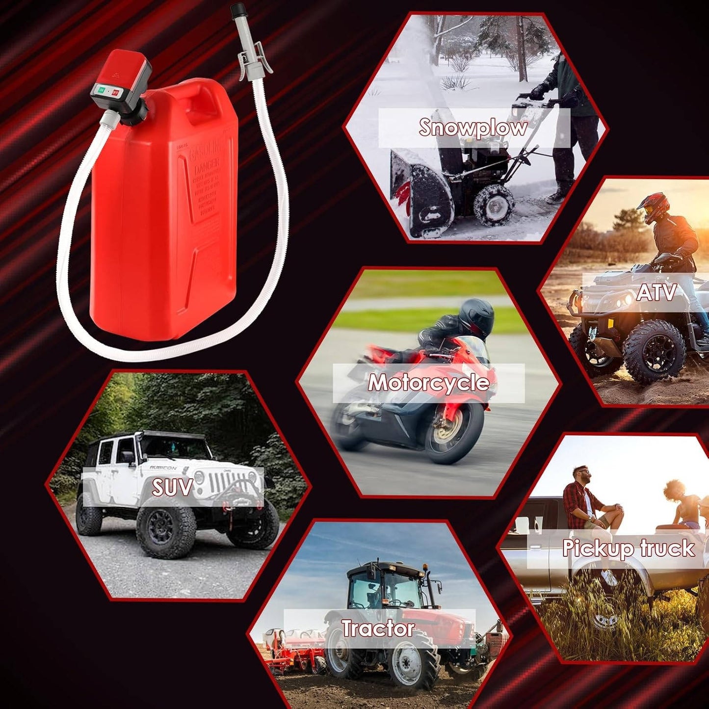 Automatic Electric Fuel Transfer Pump, Auto Stop Gas Diesel Kerosene Pump with Hose