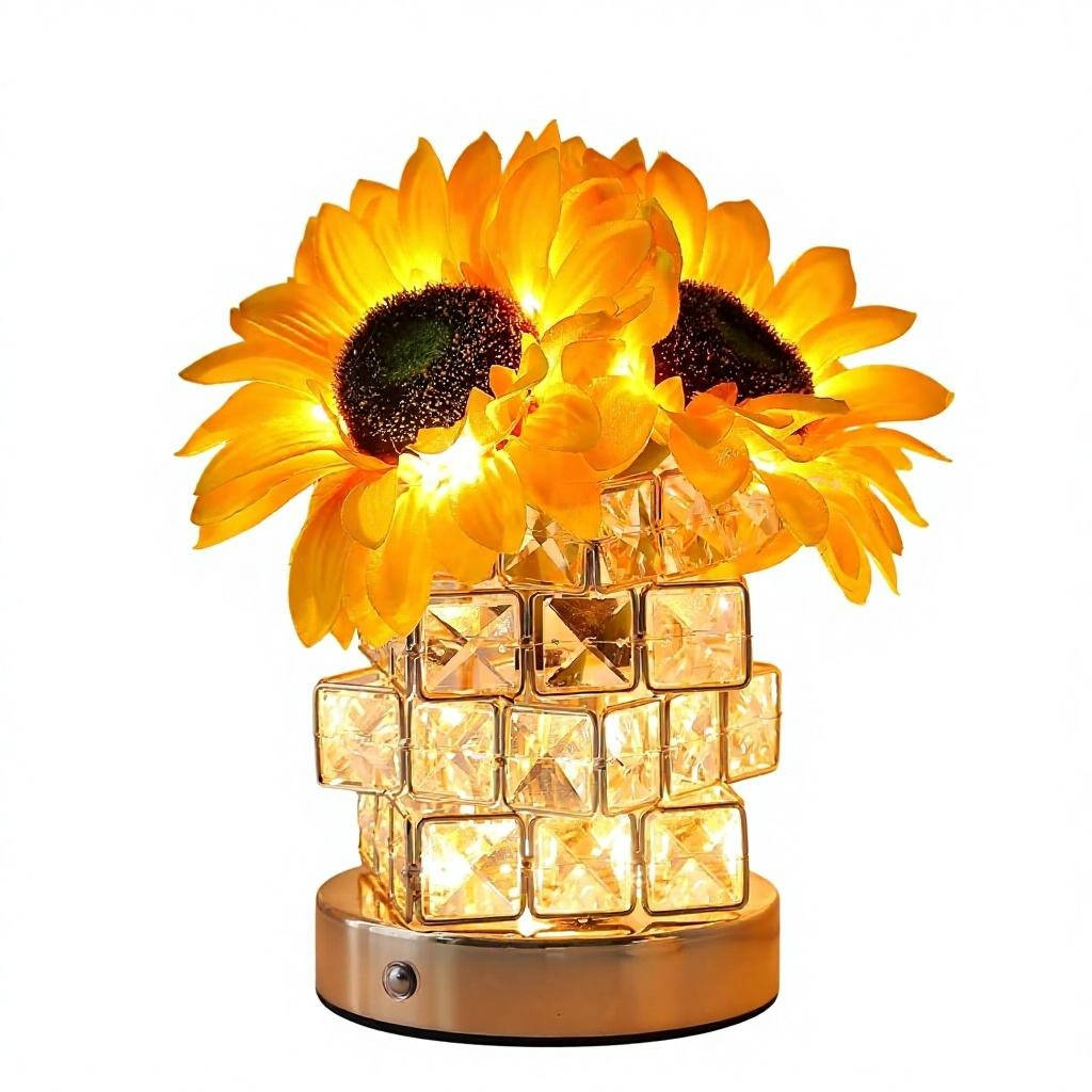 Sunflower LED Touch Lamp Rechargeable, Cordless Dimmable Night Light