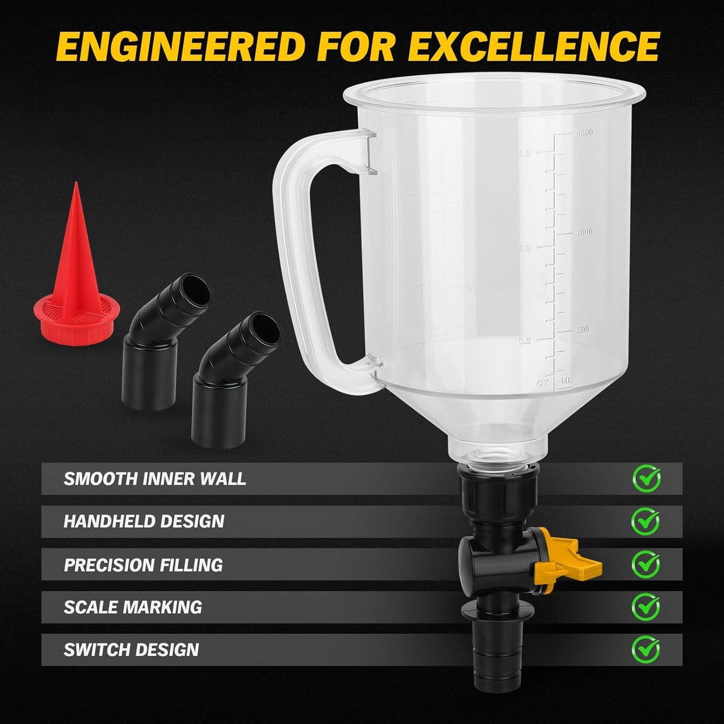 18 Pieces Engine Oil Funnel Set, 1.5L Automotive Oil Filler Kit with 12 Adapters, Elbow Fitting, Mesh Screen & Magnetic Storage Hook Tray for GM, Ford, BMW, Audi, Land Rover