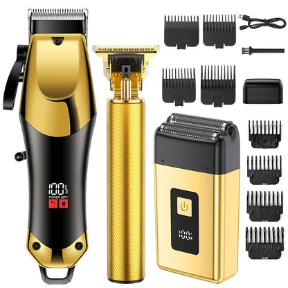 Gold Hair Clipper Trimmer Kit for Men, 3 Piece USB Rechargeable Barber Set