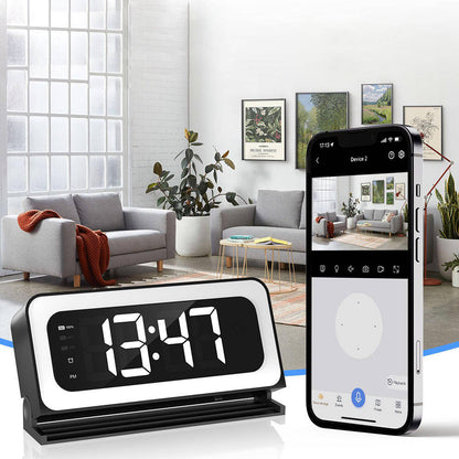 Clock Camera 2K, Dual-Band WiFi Indoor Security Camera with Motion Detection & Night Vision