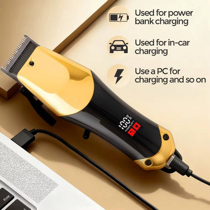 Gold Hair Clipper Trimmer Kit for Men, 3 Piece USB Rechargeable Barber Set