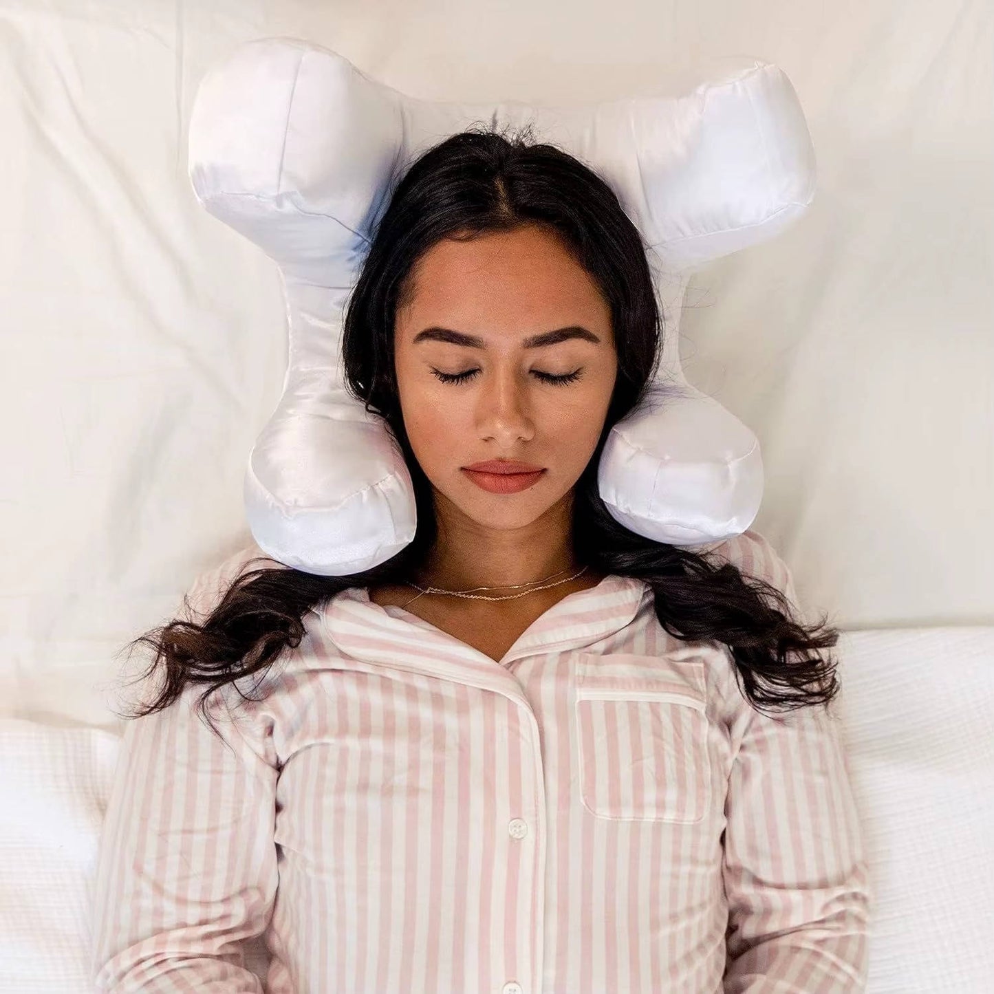 Memory Foam Beauty Pillow with Silk Satin Cover and Neck Support