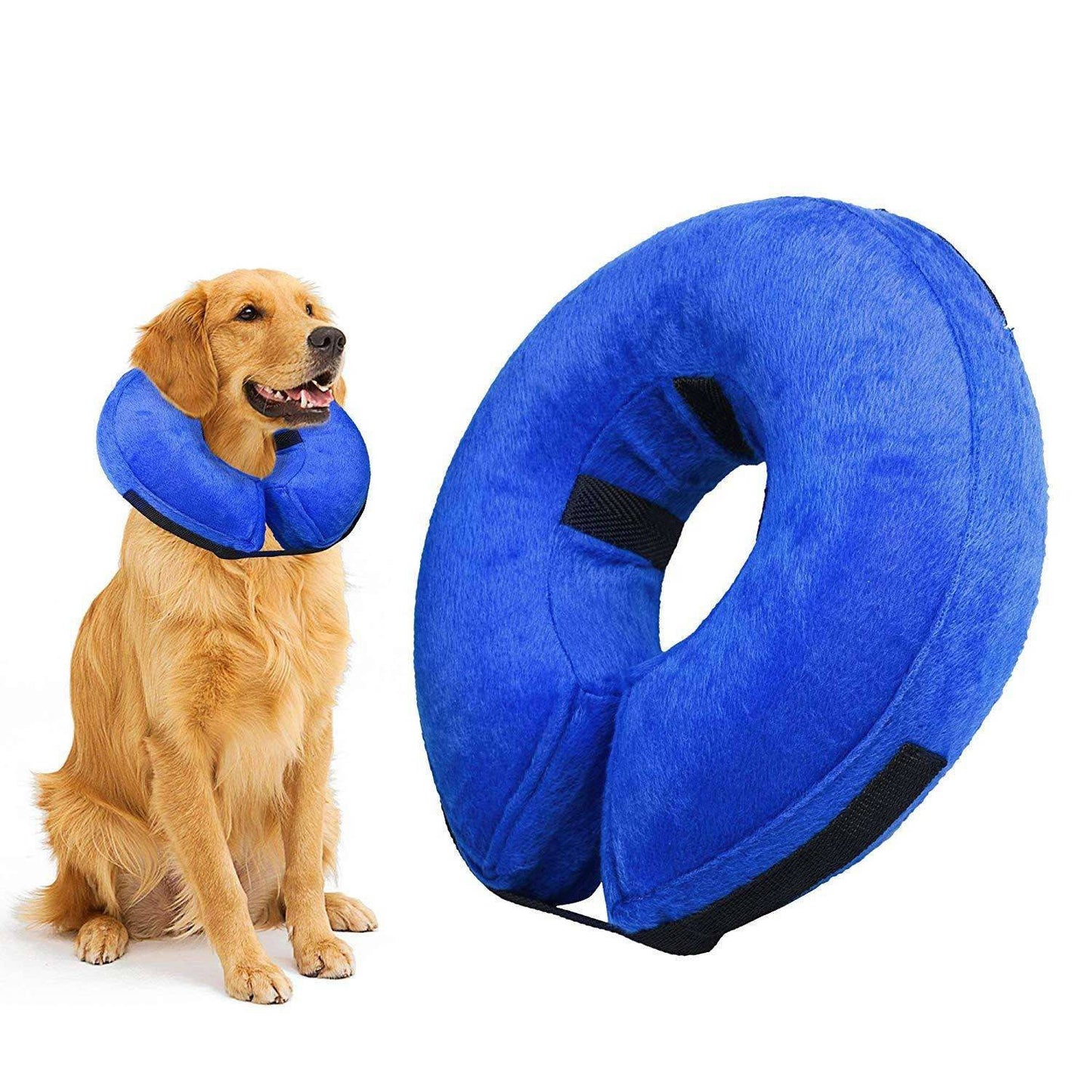 Dog Recovery Donut Collar with Adjustable Strap and Washable Cover