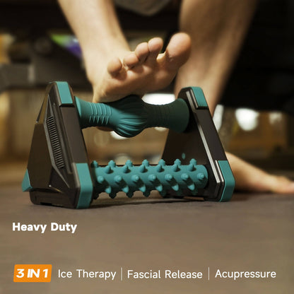Manual Foot Massager Roller with Ice Pack and Textured Ball Zones