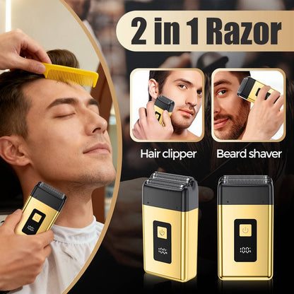 Gold Hair Clipper Trimmer Kit for Men, 3 Piece USB Rechargeable Barber Set