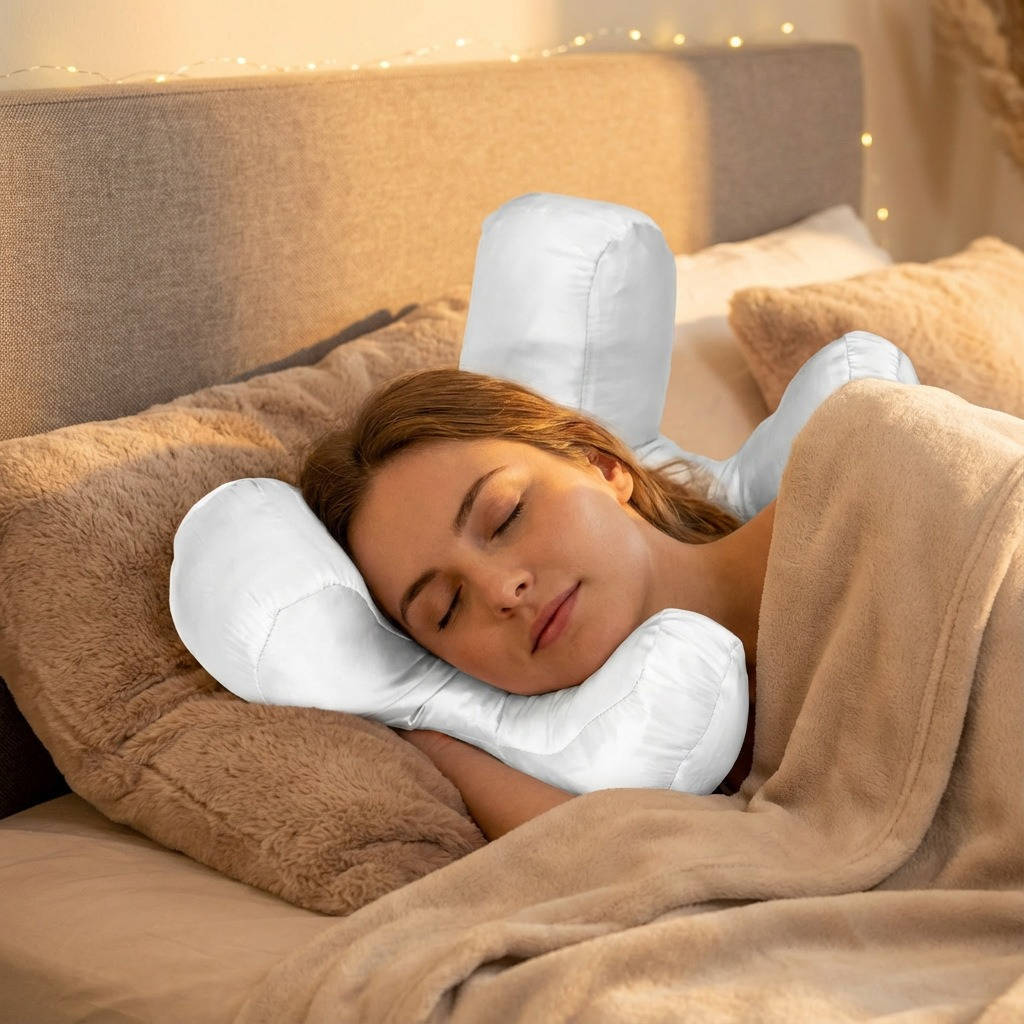 Memory Foam Beauty Pillow with Silk Satin Cover and Neck Support