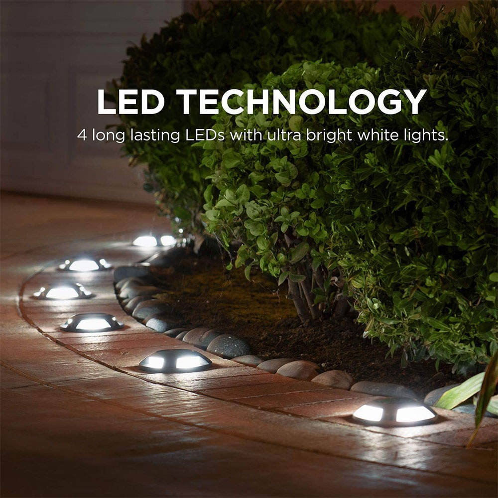 Solar Driveway Lights 6 LED, Outdoor Dock Deck Lights Waterproof Pathway Safety Lighting
