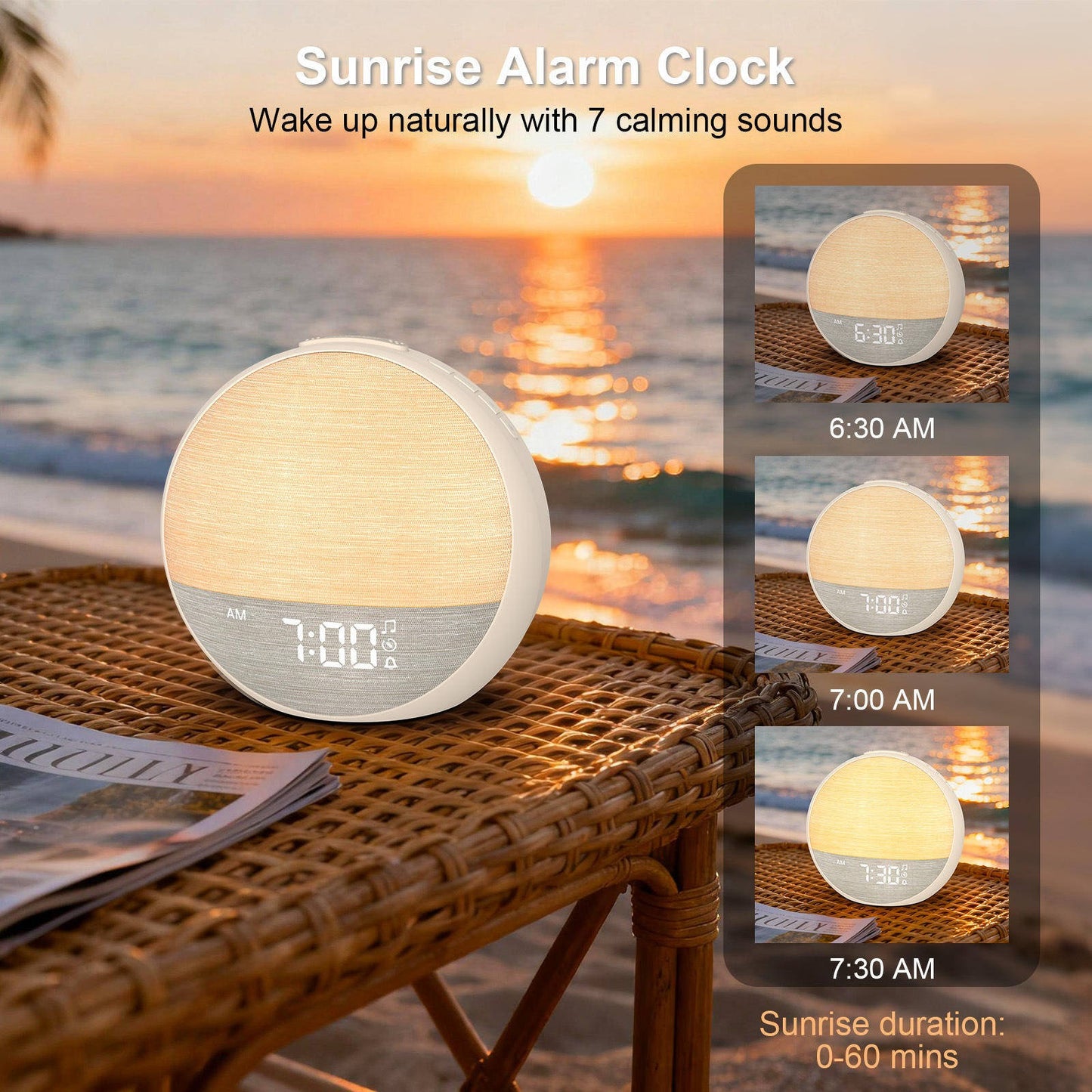 Sunrise Alarm Clock with Wake Light Bluetooth Speaker and Sounds
