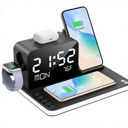 7 In 1 Wireless Charging Station with LED Clock and Night Light