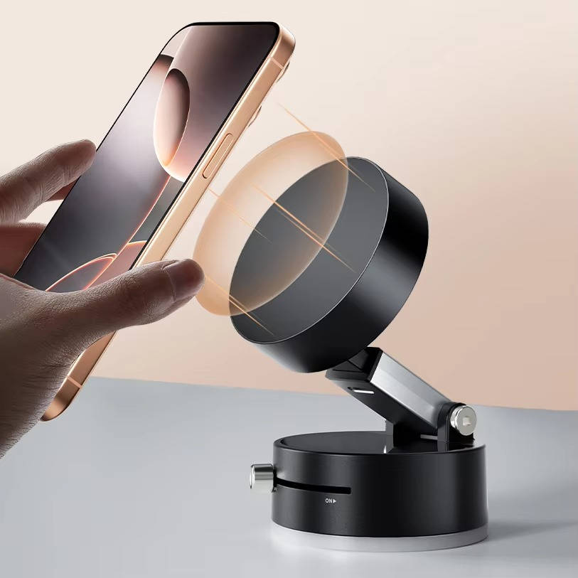 Foldable Magnetic Phone Holder with 360 Rotation and Vacuum Mount for Car Home Travel