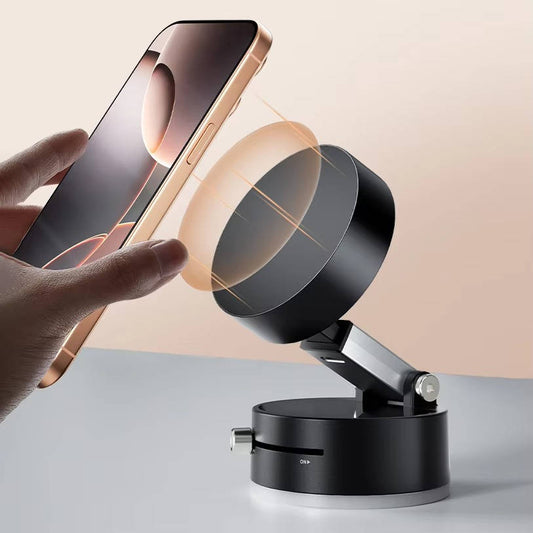 Foldable Magnetic Phone Holder with 360 Rotation and Vacuum Mount for Car Home Travel