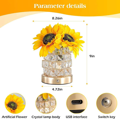 Sunflower LED Touch Lamp Rechargeable, Cordless Dimmable Night Light
