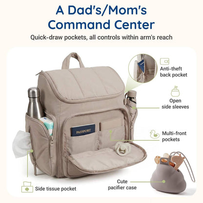 Diaper Bag Backpack with Changing Pad and Insulated Bottle Pockets