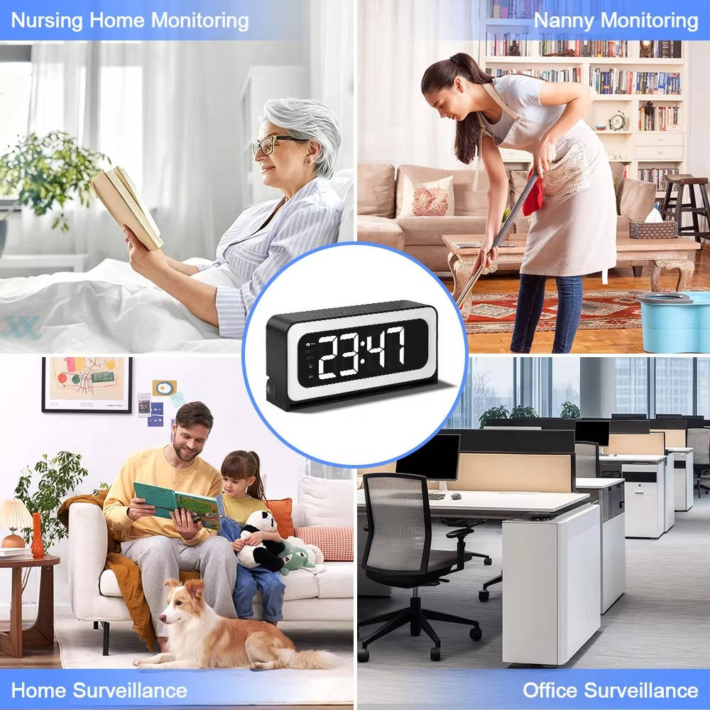 Clock Camera 2K, Dual-Band WiFi Indoor Security Camera with Motion Detection & Night Vision