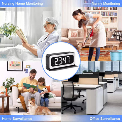 Clock Camera 2K, Dual-Band WiFi Indoor Security Camera with Motion Detection & Night Vision