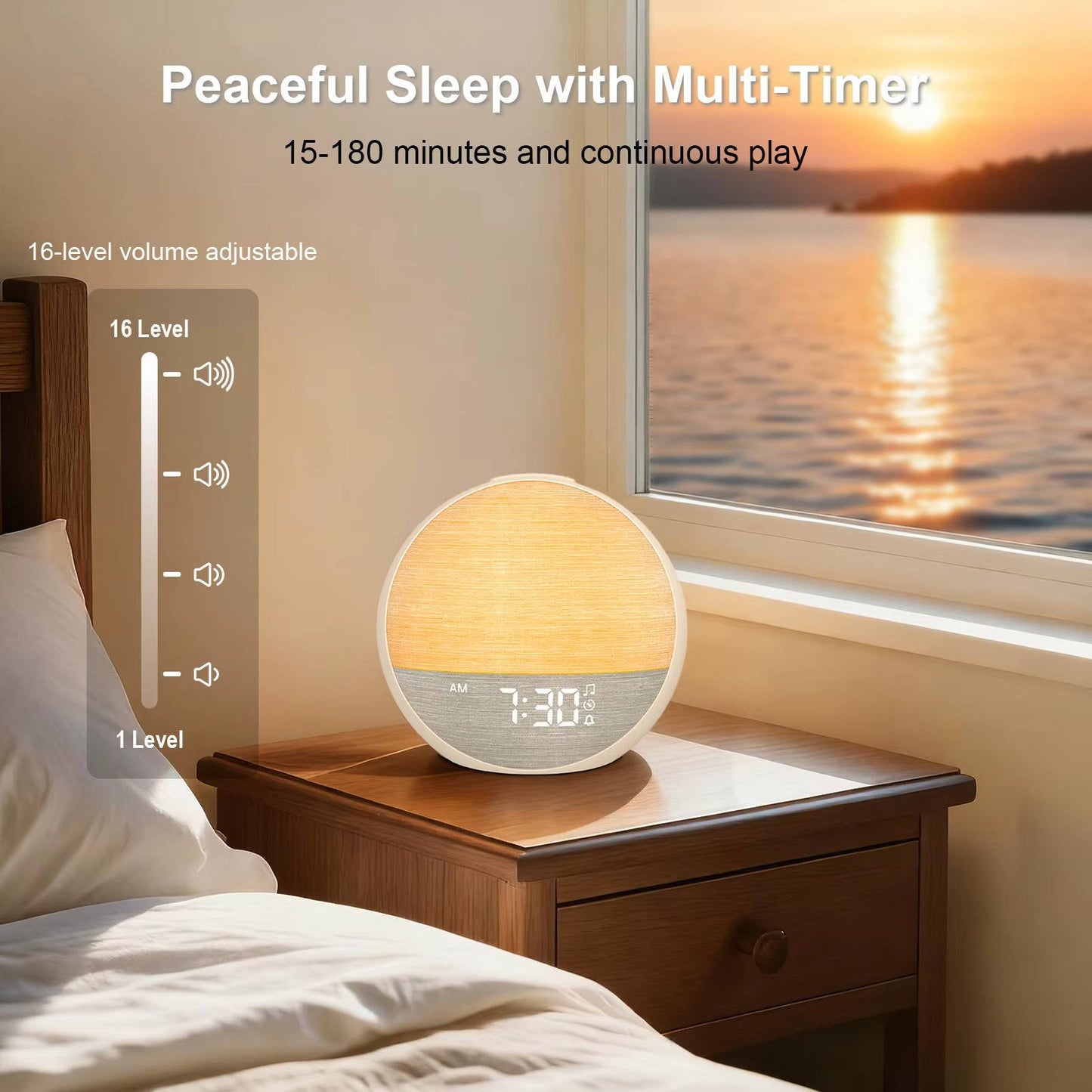 Sunrise Alarm Clock with Wake Light Bluetooth Speaker and Sounds