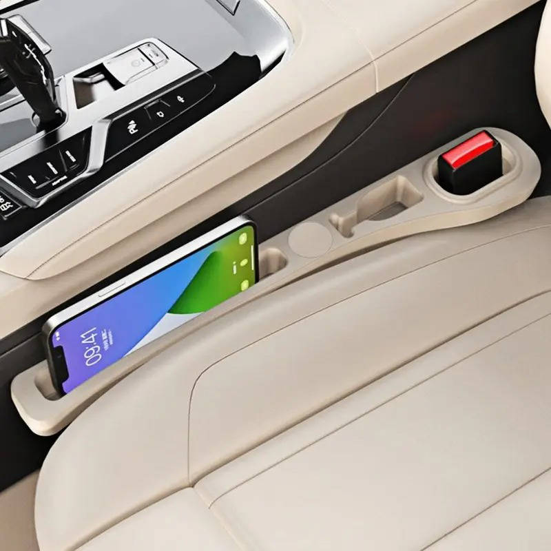 Car Seat Side Gap Filler and PU Leather Storage Strip, Universal Console Organizer for Phone, Keys & Tickets