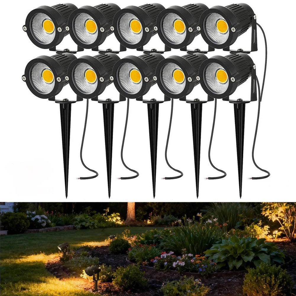 10 Pack LED Landscape Lights 12V 5W 3000K, Outdoor Garden Spotlights Waterproof IP65