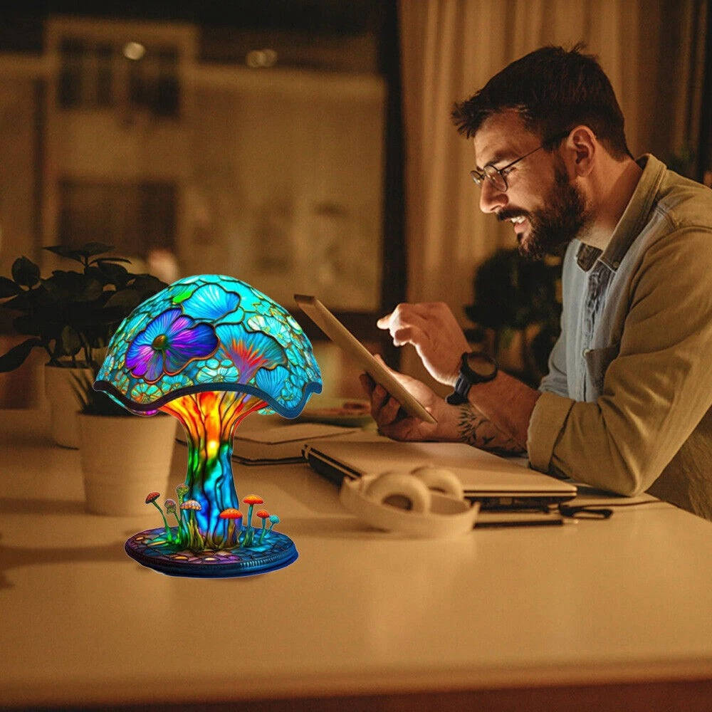 Enchanting Stained Glass Table Lamp, Elegant Decorative Accent Lighting for Home