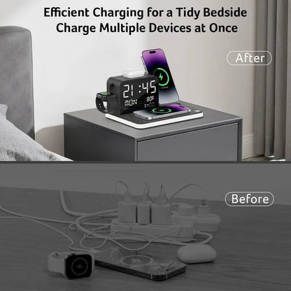 7 In 1 Wireless Charging Station with LED Clock and Night Light