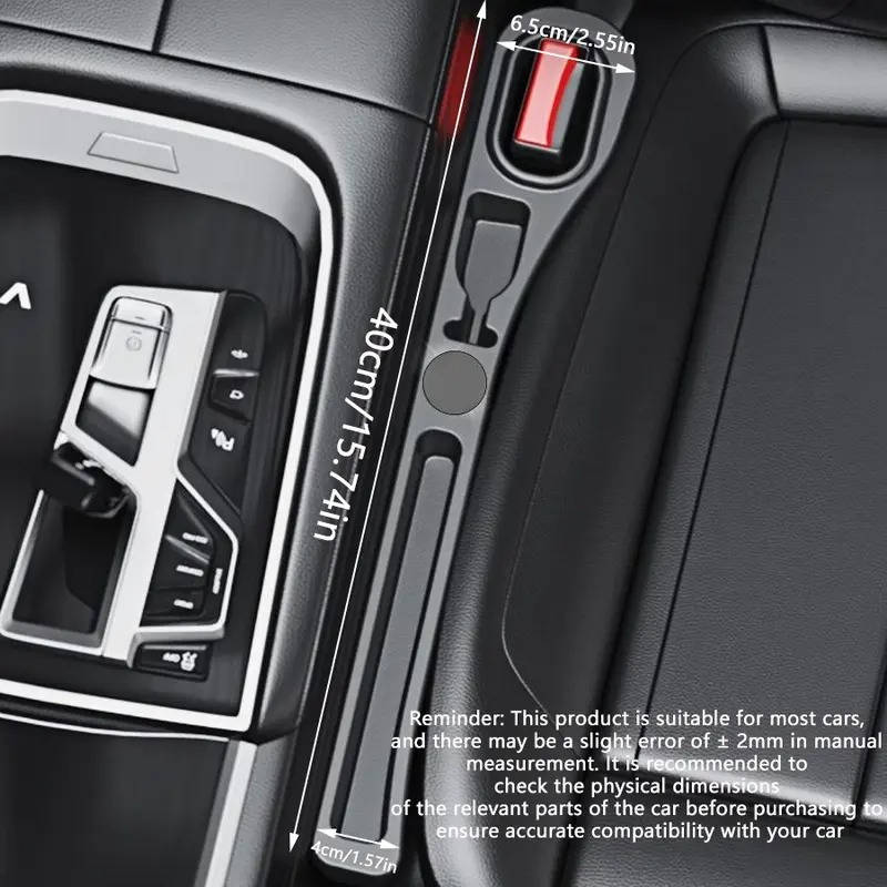 Car Seat Side Gap Filler and PU Leather Storage Strip, Universal Console Organizer for Phone, Keys & Tickets