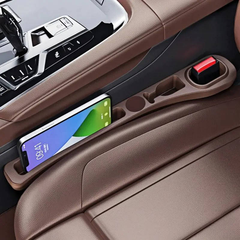 Car Seat Side Gap Filler and PU Leather Storage Strip, Universal Console Organizer for Phone, Keys & Tickets
