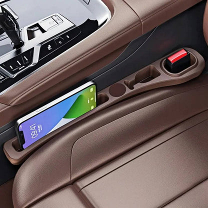 Car Seat Side Gap Filler and PU Leather Storage Strip, Universal Console Organizer for Phone, Keys & Tickets